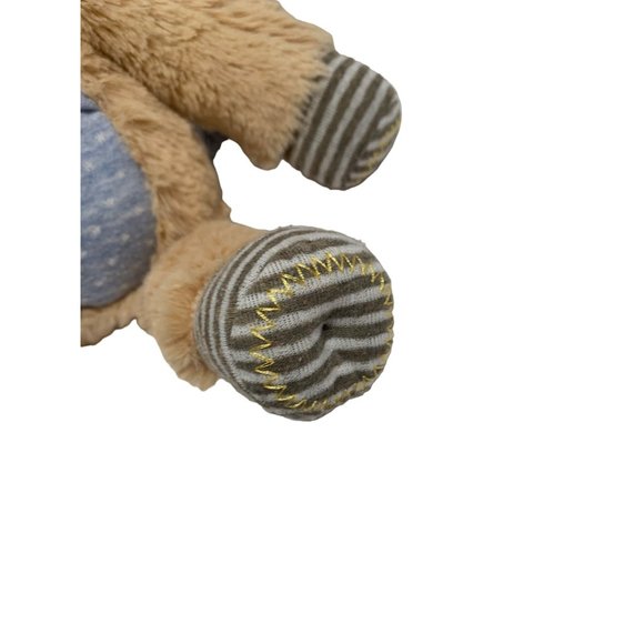 Demdaco Plush Cow Stuffed Animal Toy 13 in Tall Patches Sweater Beige Blue Ribbe - Picture 3 of 5